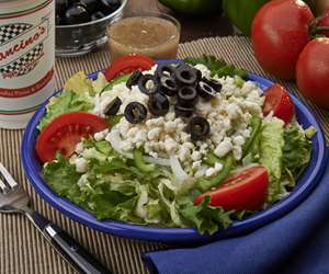 Greek salad with feta and olives. 